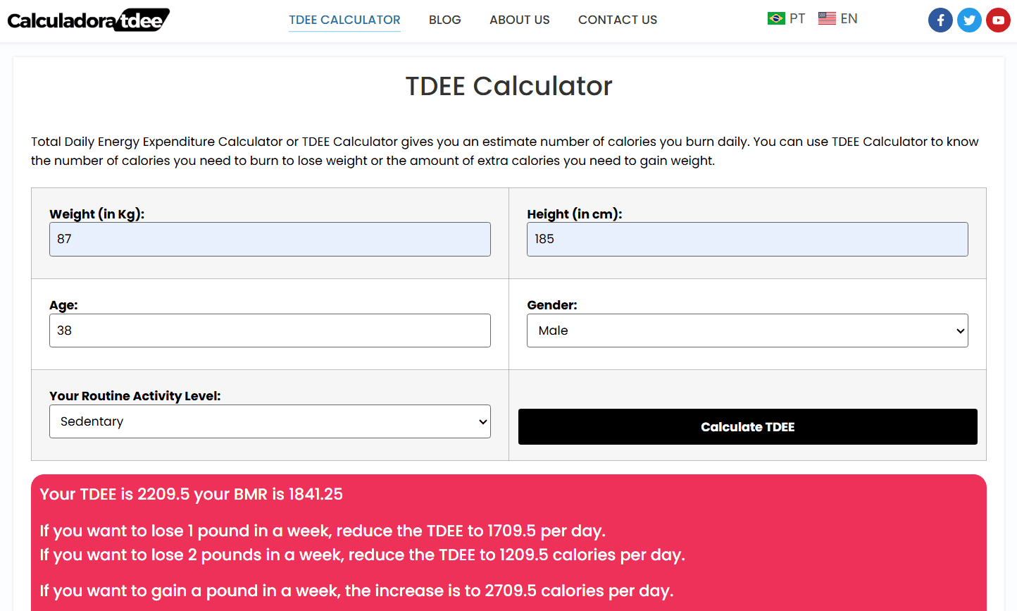 BMI calculator TextToolsOnline